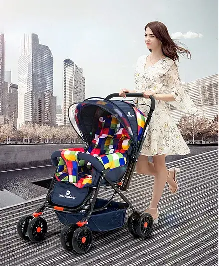 StarAndDaisy Sunrise Reversible Prism Baby Stroller with Mosquito Net - Multicolor - Thumbnail