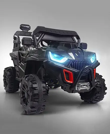 Baybee Roger Electric Rechargeable Battery Operated Jeep Car for Kids with LED Light Remote Control & Music - Black - Thumbnail