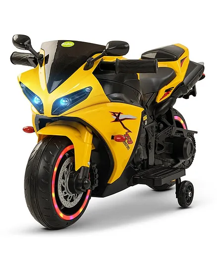 Baybee R7 Rechargeable Battery Operated Electric Ride on Bike with LED Lights USB Port & Music - Black/Yellow - Thumbnail