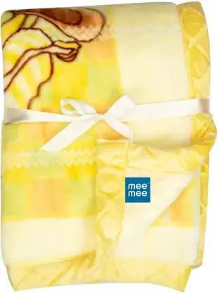 MeeMee Printed Single Crib Baby Blanket for Mild Winter  (Cotton, Yellow) - Thumbnail