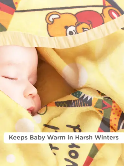 Mee Mee Ultra Soft Plush, Lightweight & Super Comfortable Baby Blankets (Light Yellow) - Thumbnail