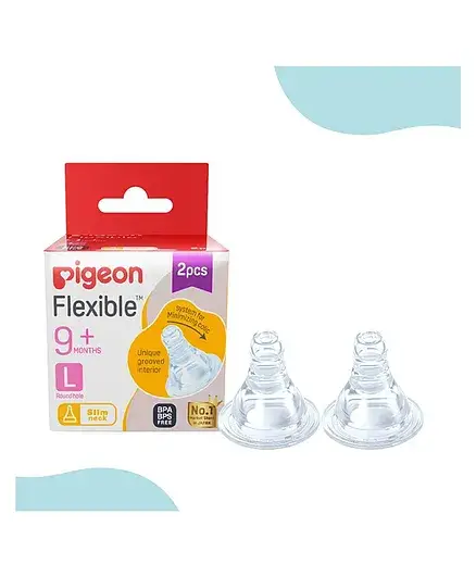 Pigeon Peristaltic Large Size Nipple Pack of 2 - White - Thumbnail