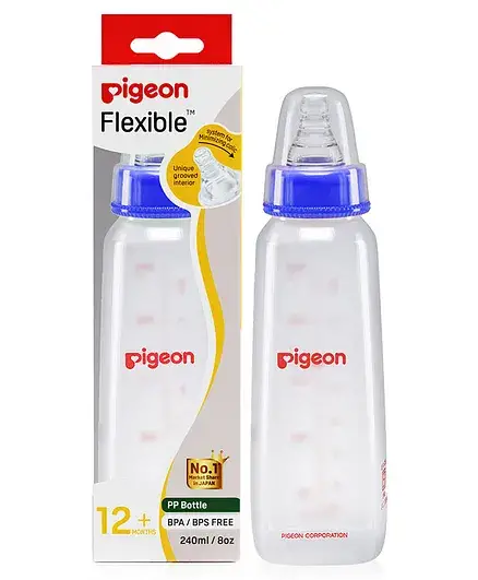 Pigeon Glass Feeding Bottle with Nipples Red - 240 ml - Thumbnail