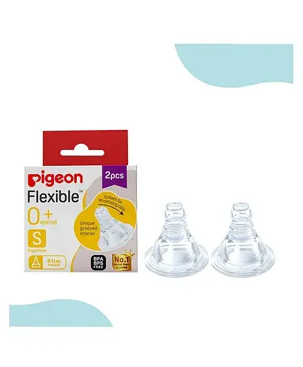 Pigeon Peristaltic Small Size Nipple Pack of 2 - White - Thumbnail