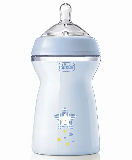 Chicco Natural Feeling Fast Flow Feeding Bottle Blue - 330 ml - Thumbnail