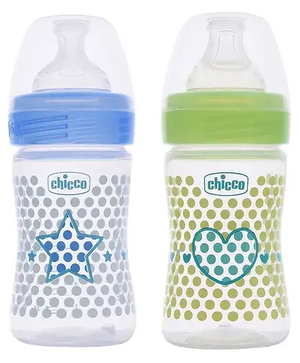 Chicco Bipack Well Being Bottle Blue - 150 ml - Thumbnail