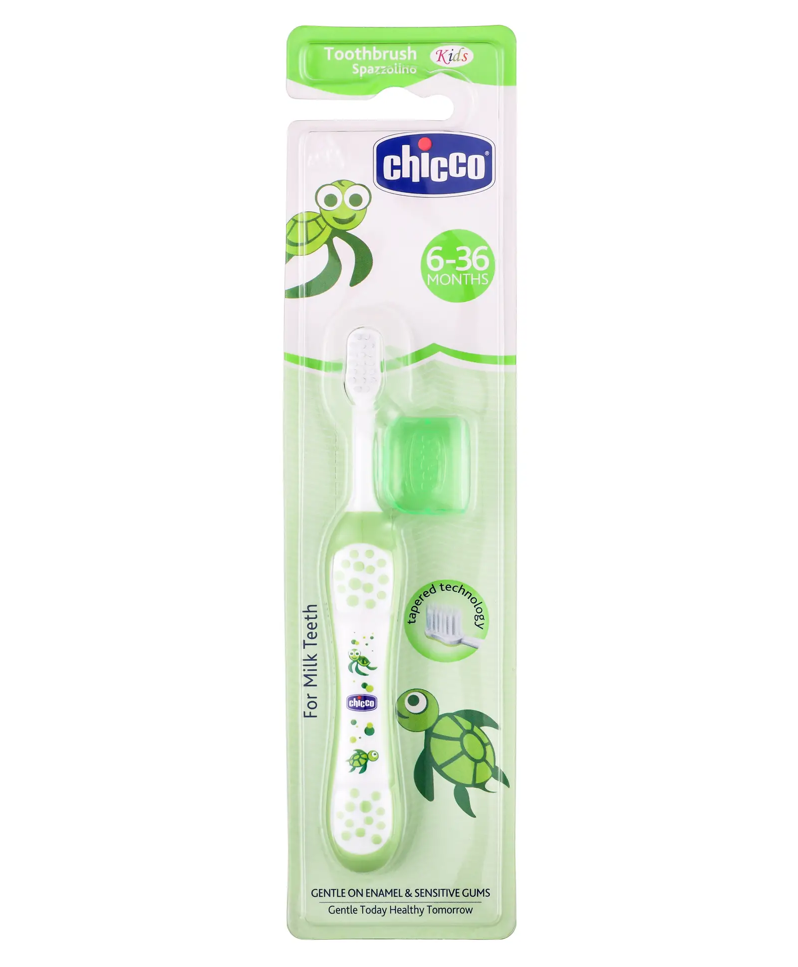 Chicco Ultra Soft Bristles Toothbrush Turtle Print - Green - Thumbnail
