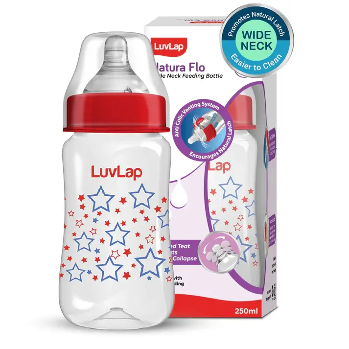 Anti-Colic Wide Neck Natura Flo Baby Feeding Bottle, 250ml - Thumbnail