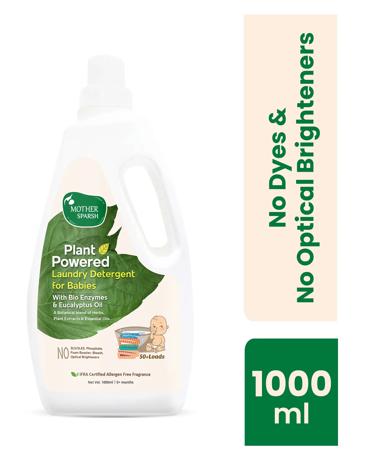 Mother Sparsh Baby Plant Powered Laundry Liquid Detergent - 1000 ml - Thumbnail