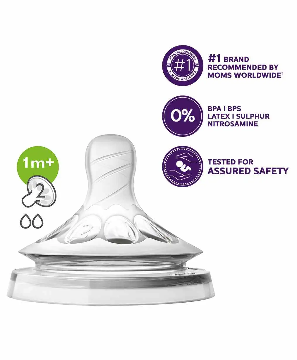 Avent Natural Teat Slow Flow Plus - Set of 2 - Thumbnail