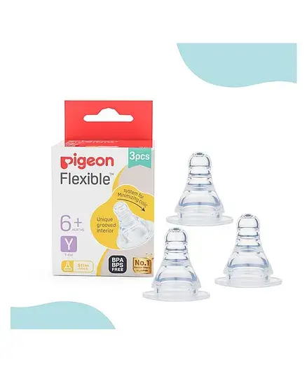 Pigeon Peristaltic Y Cut Nipple Pack of 3 - White - Thumbnail