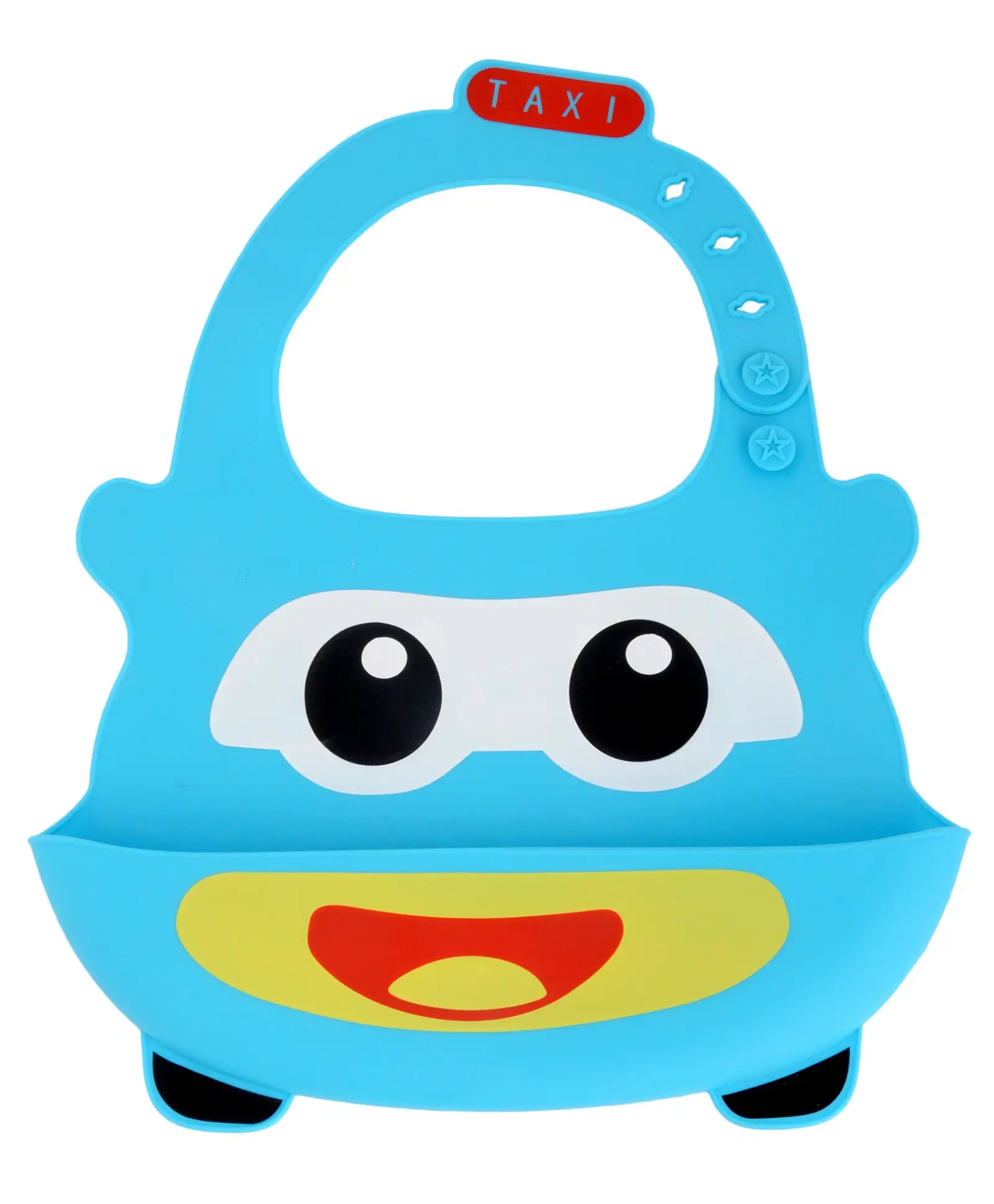 Yellow Bee Blue Easy Clean Silicone Bib with Crumb Collector - Blue - Thumbnail