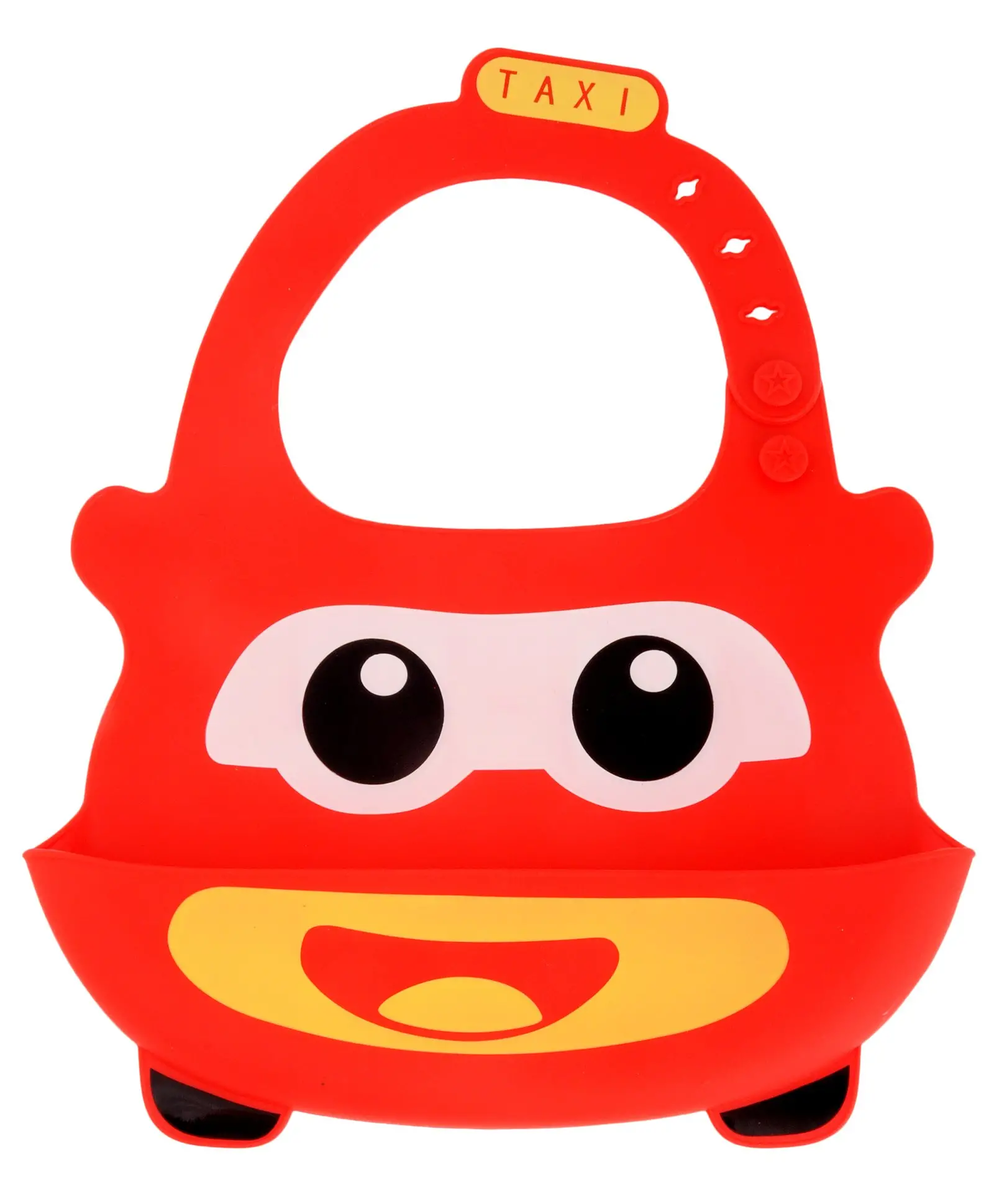 Yellow Bee Red Easy Clean Silicone Bib with Crumb Collector - Red - Thumbnail