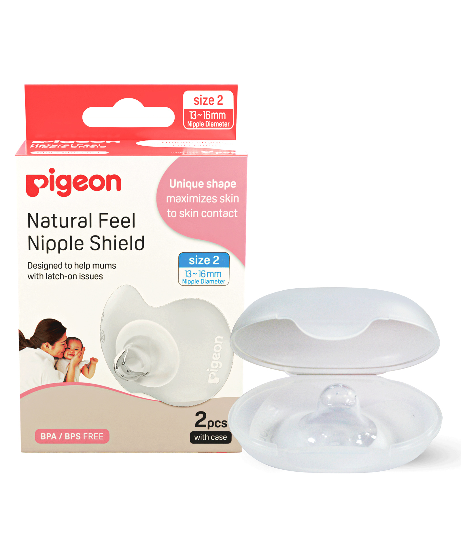 Pigeon Natural Feel Nipple Shield with Case - White - Thumbnail
