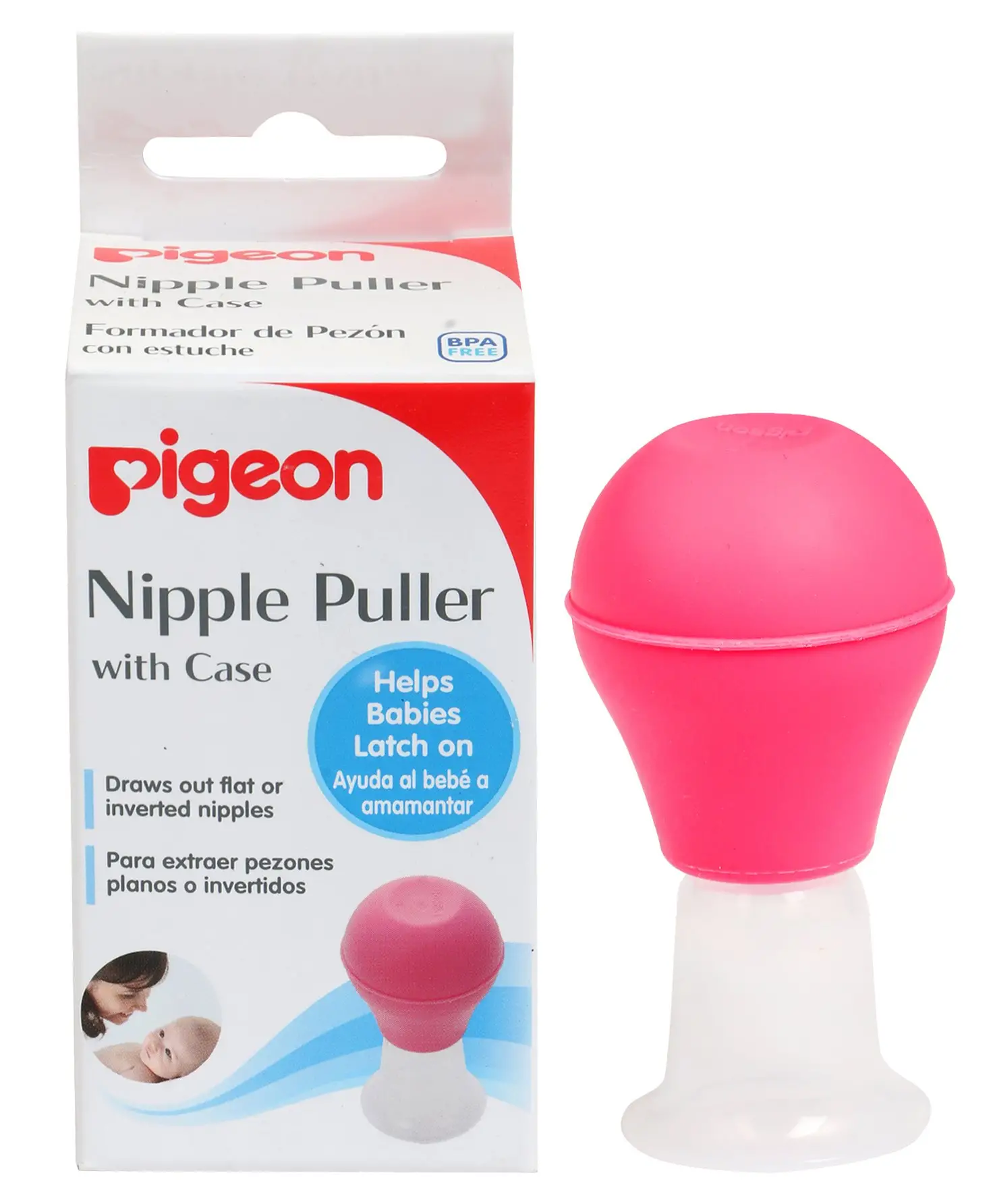 Pigeon Nipple Puller With Case - White & Pink - Thumbnail
