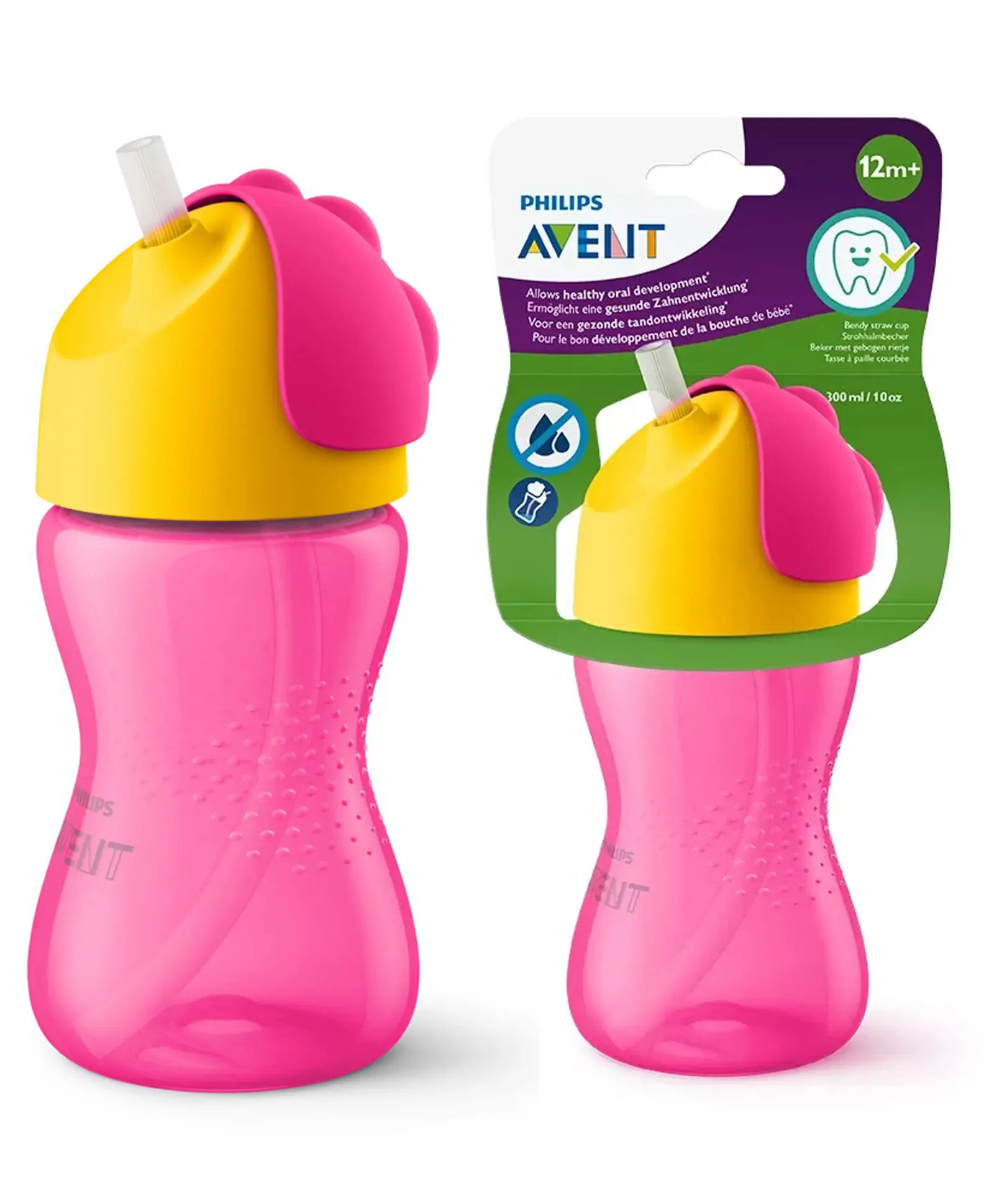 Avent Bendy Straw Cup I 12M+ Plastic BPA Free - 300 ml (Color May Vary) - Thumbnail