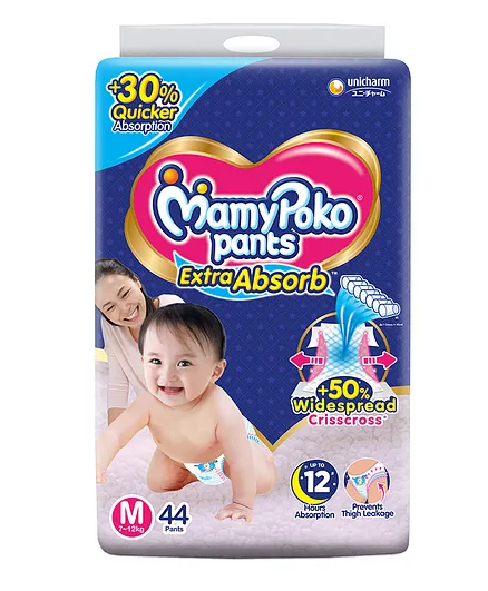MamyPoko Extra Absorb Pants Style Diapers Medium - 44 Pieces - Thumbnail