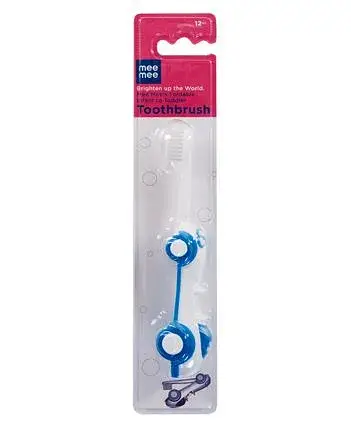 Mee Mee Kids Foldable Toothbrush - Blue And White - Thumbnail
