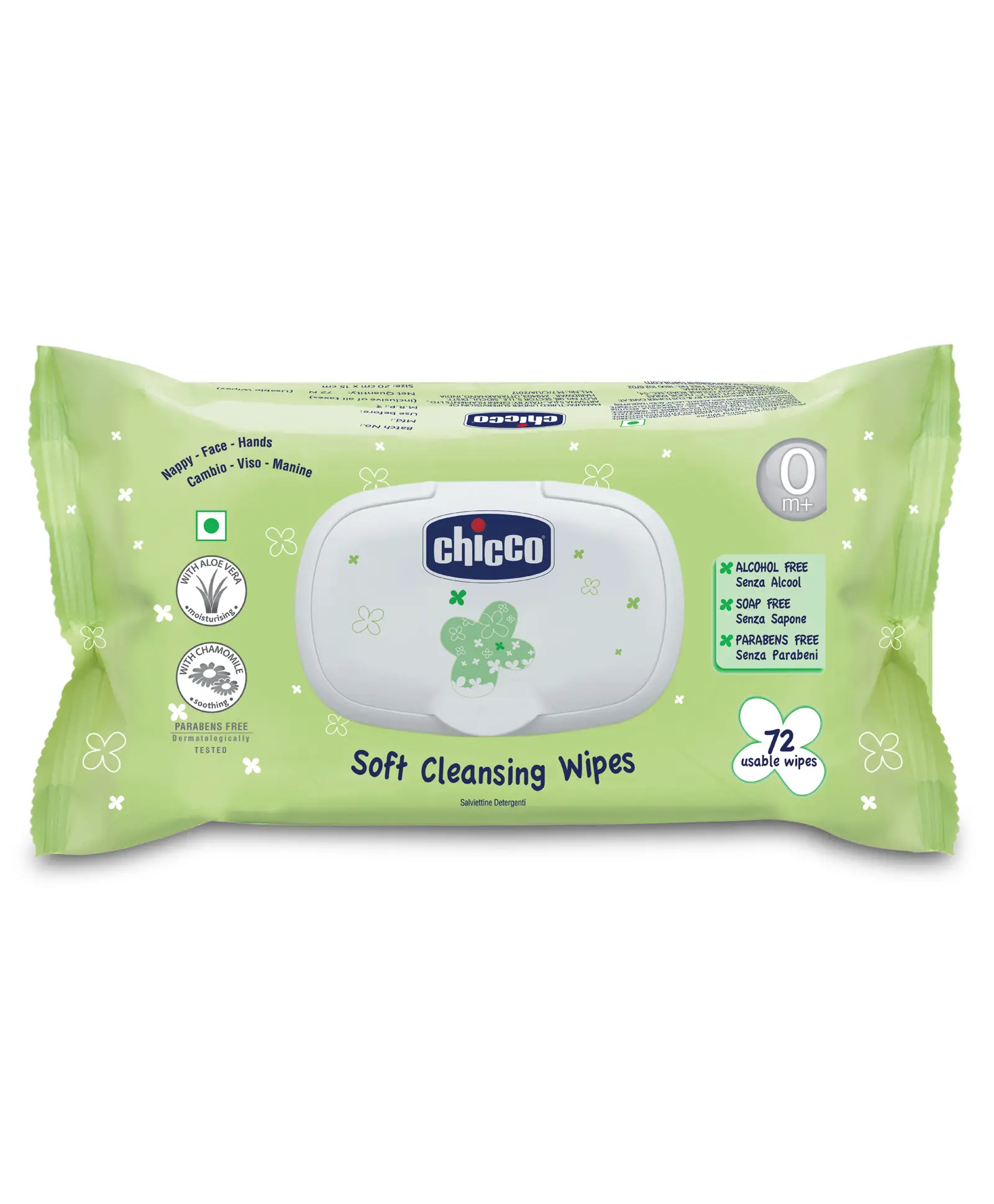 Chicco Baby Moments Soft Cleansing Wipes With Flap Cover - 72 Wipes - Thumbnail