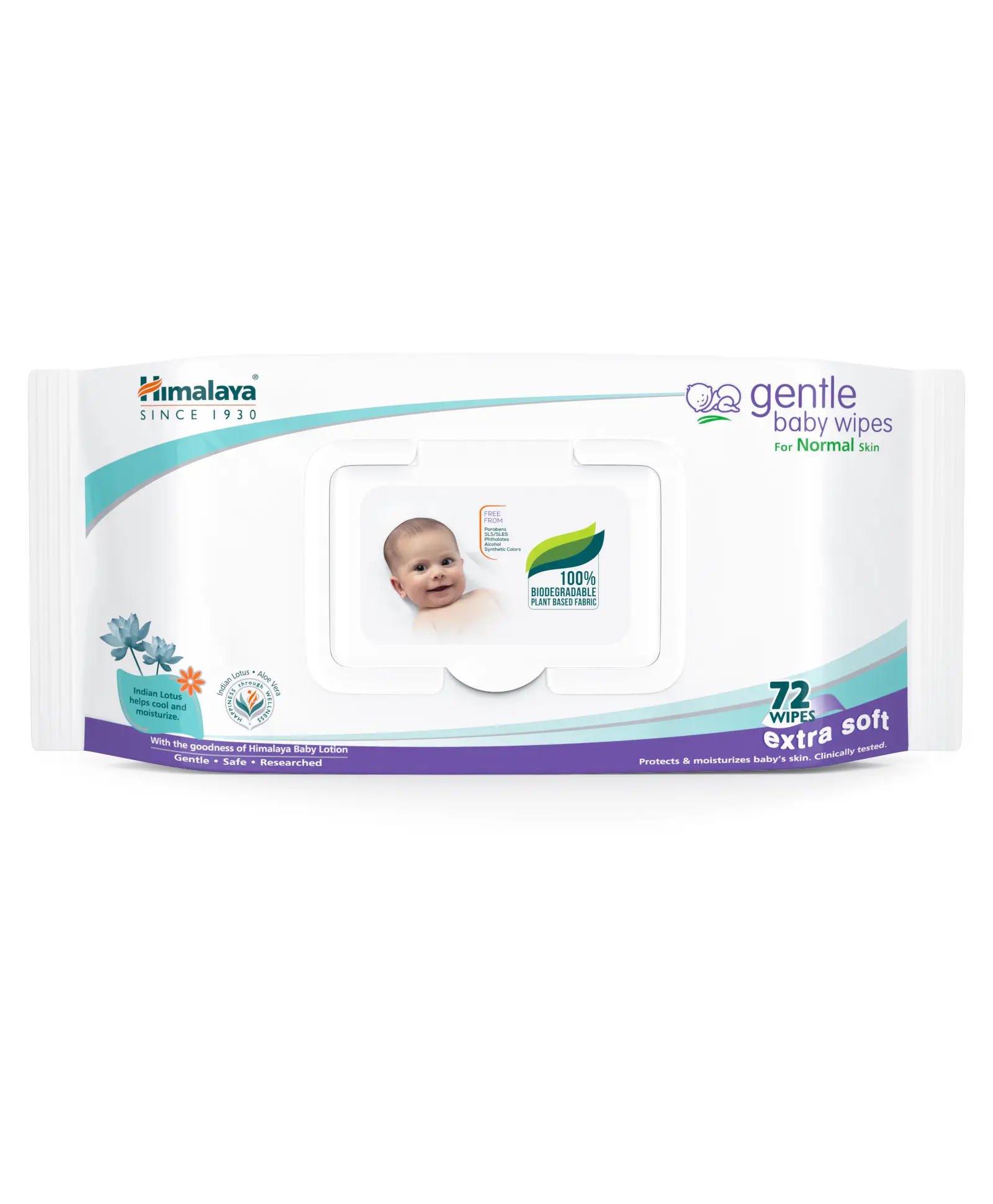 Himalaya Herbal Gentle Baby Wipes 72 Pieces - Pack of 2 - Thumbnail