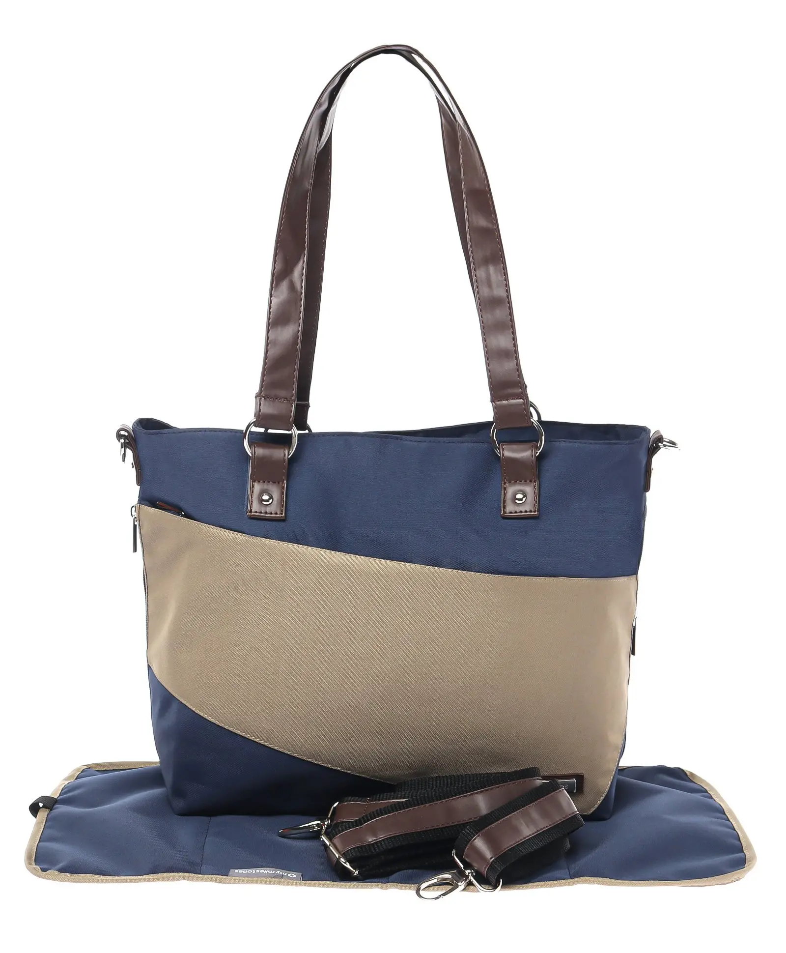 My Milestones Diaper Bag Urbane - Navy Beige - Thumbnail
