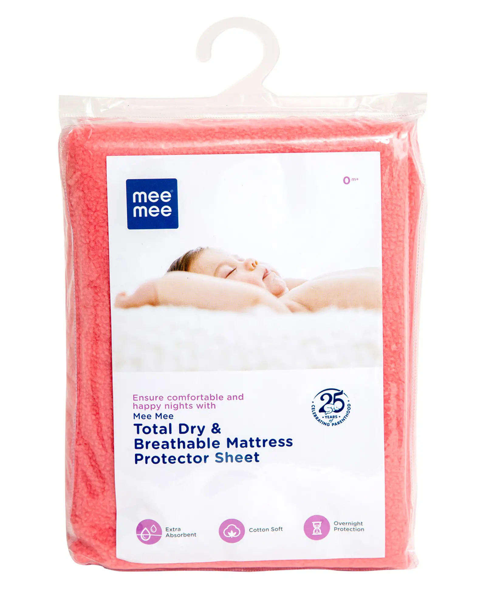Mee Mee Reusable Water Proof Cotton Bed Protector Extra Absorbent Mat - Rose Pink - Thumbnail