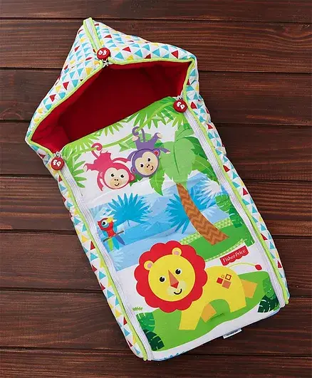 Fisher Price 3 in 1 Baby Carry Nest Monkey & Lion Print - Thumbnail