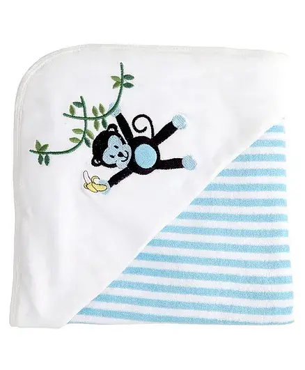 My Milestones Premium Hooded Towels Stripe Pattern - Blue - Thumbnail