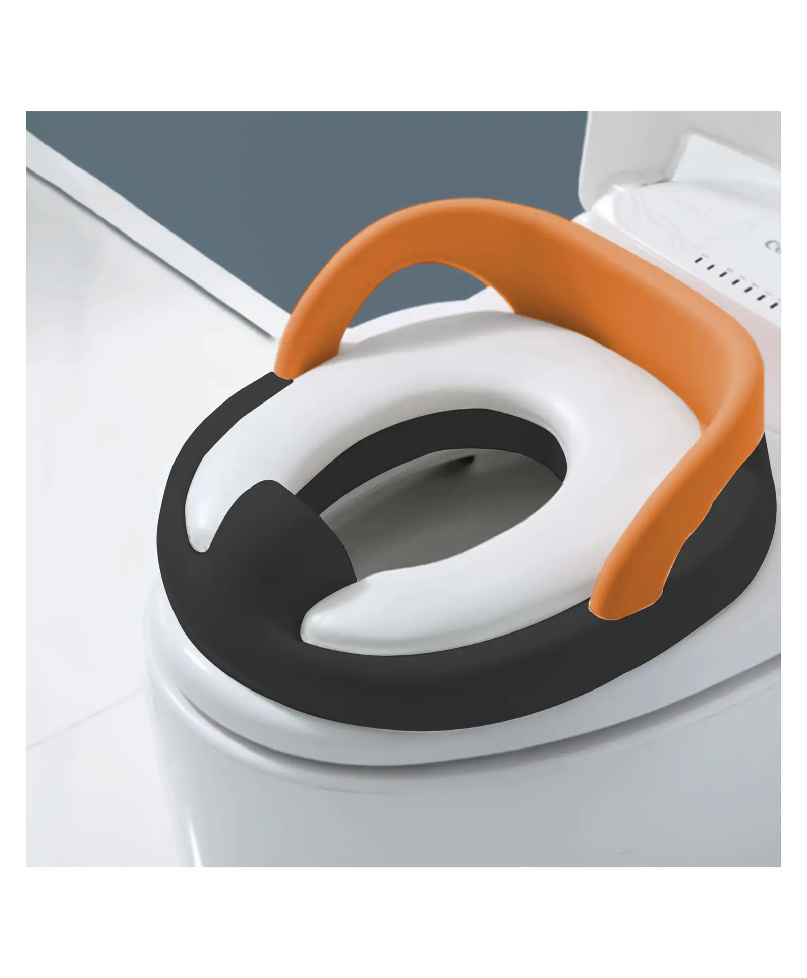 StarAndDaisy Baby Training Seat Toddler Toilet Pot Comfortable Safe Cushioned Potty Seat for Western Toilet - Black & Orange - Thumbnail