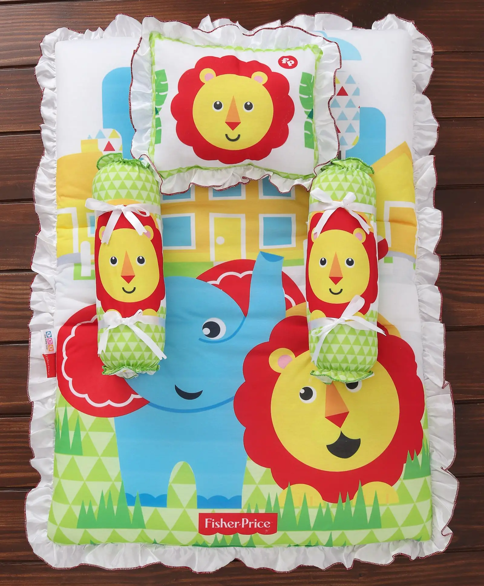 Fisher Price Mattress Set Lion & Elephant Print Multi Colour - 4 Pieces - Thumbnail