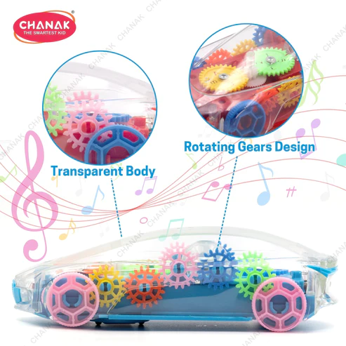 Chanak Transparent 3D Gear Car for Kids (Blue) - Thumbnail