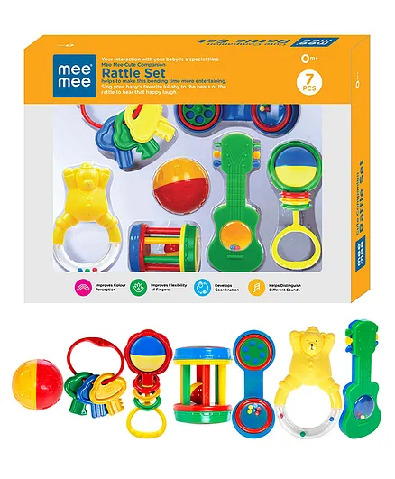 Mee Mee Infant Rattle Set of 7 (Color & Design May Vary) - Thumbnail