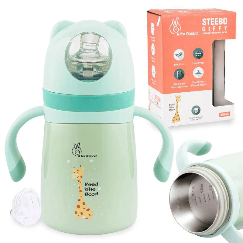 Steebo Giffy SS Feeding Bottle 300 ML - Thumbnail