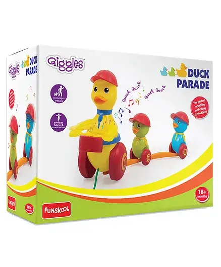 Giggles Duck Parade Pull Along Toy - Red Yellow - Thumbnail