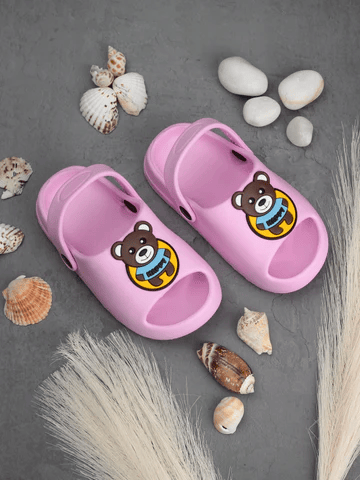 BEAR APPLIQUE ANTI-SLIP SANDALS - PINK - Thumbnail