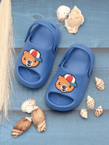 BEAR APPLIQUE ANTI-SLIP SANDALS - NAVY BLUE - Thumbnail