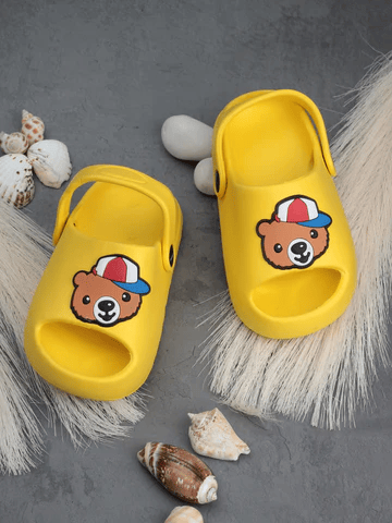 BEAR APPLIQUE ANTI-SLIP SANDALS - YELLOW - Thumbnail