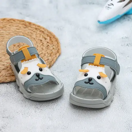 Adorable Grey Puppy Sandals for Toddlers - Thumbnail