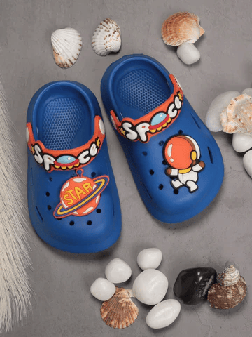 SPACE ASTRONAUT APPLIQUE ANTI-SLIP CLOGS - NAVY BLUE - Thumbnail