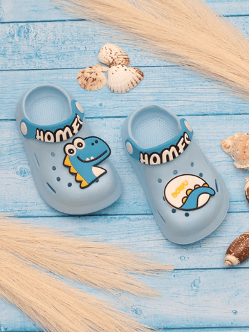 DINOSAUR APPLIQUE ANTI-SLIP CLOGS - BLUE - Thumbnail