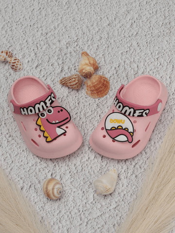 DINOSAUR APPLIQUE ANTI-SLIP CLOGS - PINK - Thumbnail