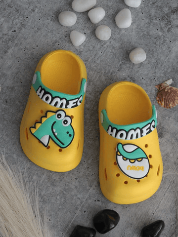 DINOSAUR APPLIQUE ANTI-SLIP CLOGS - YELLOW - Thumbnail