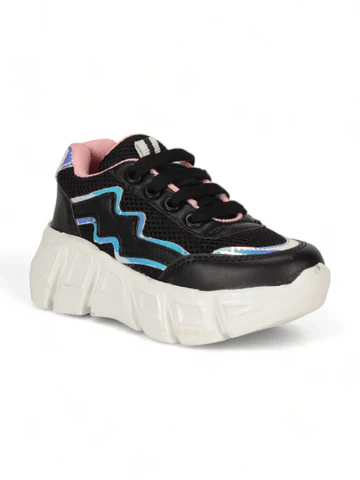 LACED UP SPORTS SHOES - BLACK - Thumbnail