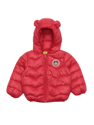 MICKEY LED LIGHT POLYFILL HOODED JACKET - RED - Thumbnail