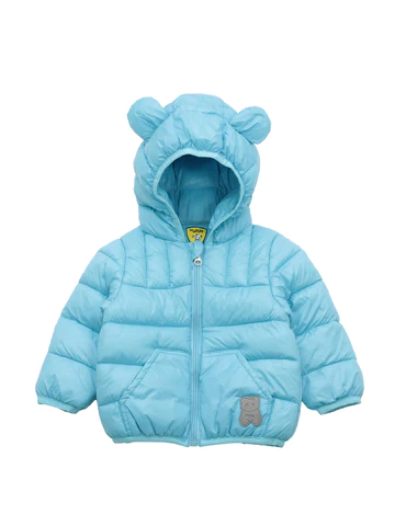 FRONT OPEN POLYFILL HOODED JACKET - BLUE - Thumbnail
