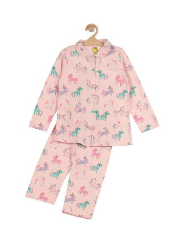 UNICORN PRINT NIGHT SUIT - PINK - Thumbnail