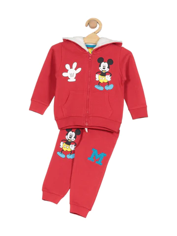 MICKEY MOUSE PRINTED HOODED TRACKSUIT SET - RED - Thumbnail