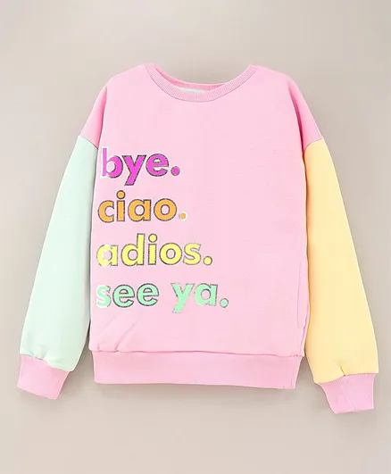 Vitamins Full Sleeves Sweatshirt Text Print - Pink - Thumbnail