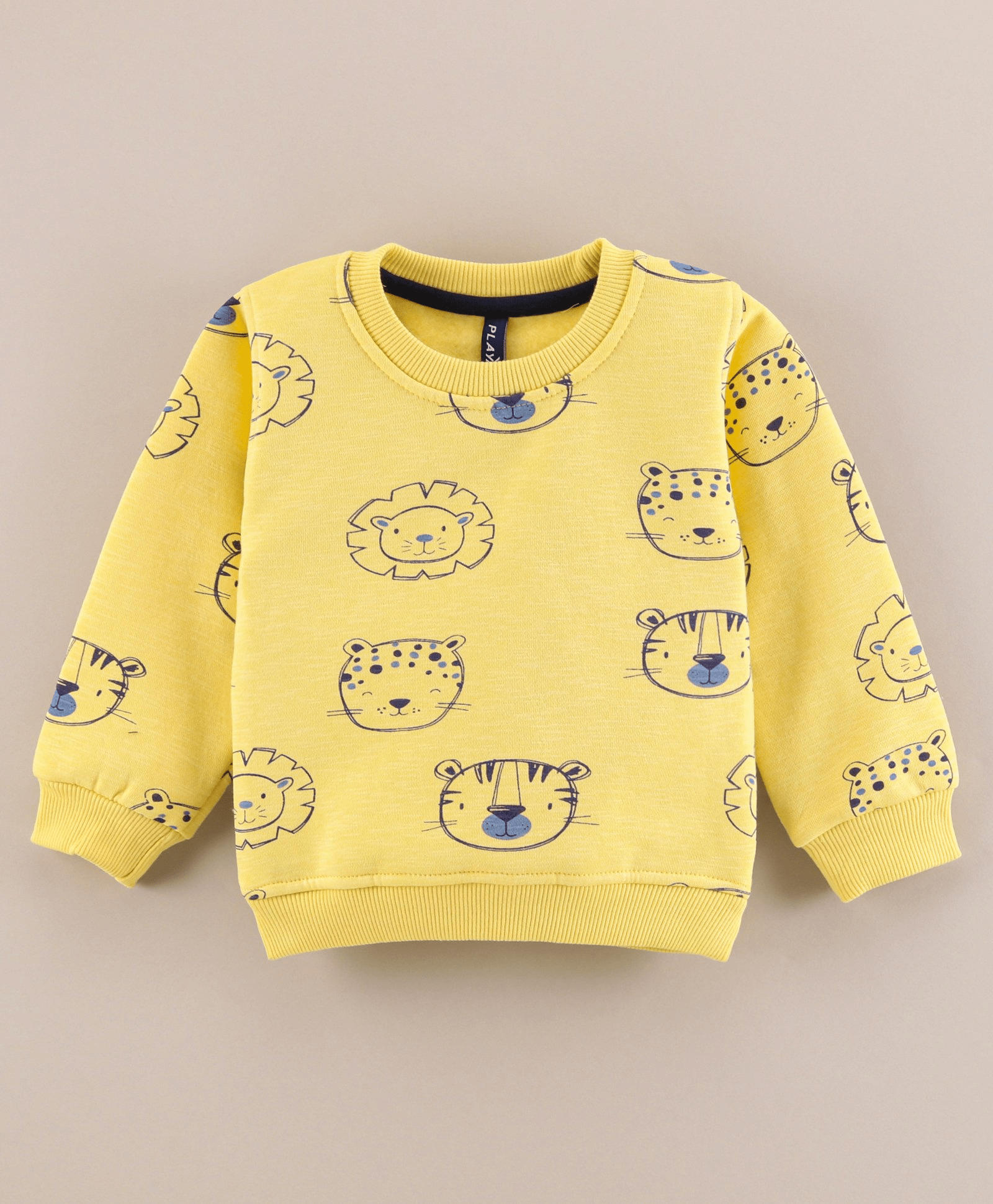 Little Kangaroos Full Sleeves Sweatshirts Animal Face Print - Yellow - Thumbnail
