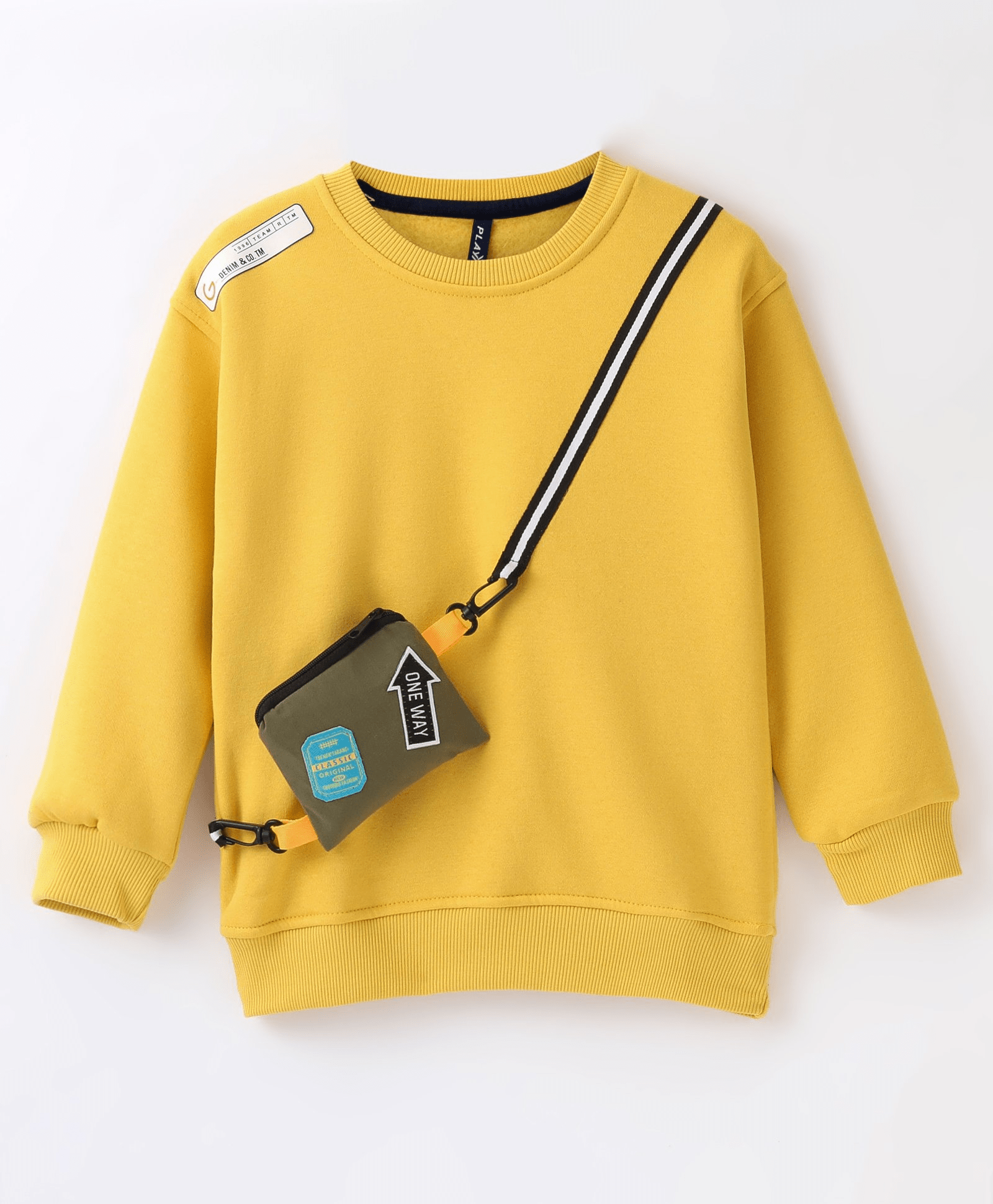 Little Kangaroo Cotton Full Sleeves Sweatshirts Solid Color - Old Mustard - Thumbnail